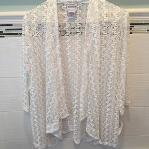 NWT While lace open front cardigan size M